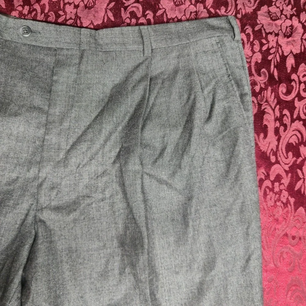 Burberry London Mens Dress Pants 42 Reg Grey‎ Check Pleated Wool Trousers